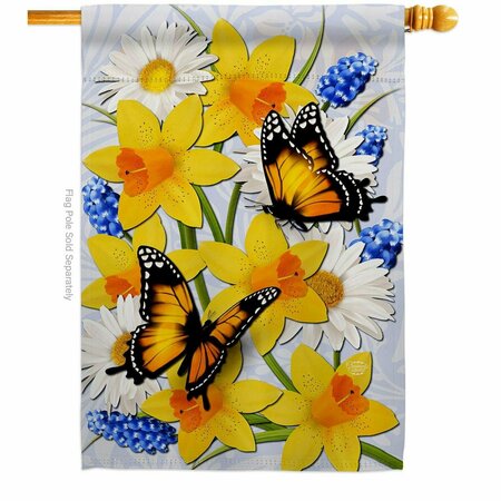 CUADRILATERO Daffodil Butterflies Friends Double-Sided Garden Decorative House Flag, Multi Color CU3914691